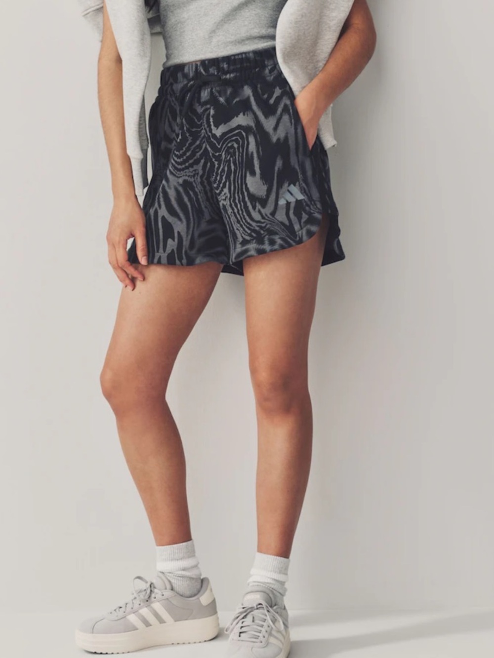 452. Adidas Black Printed Athletic Shorts NWT Running Gym Activewear